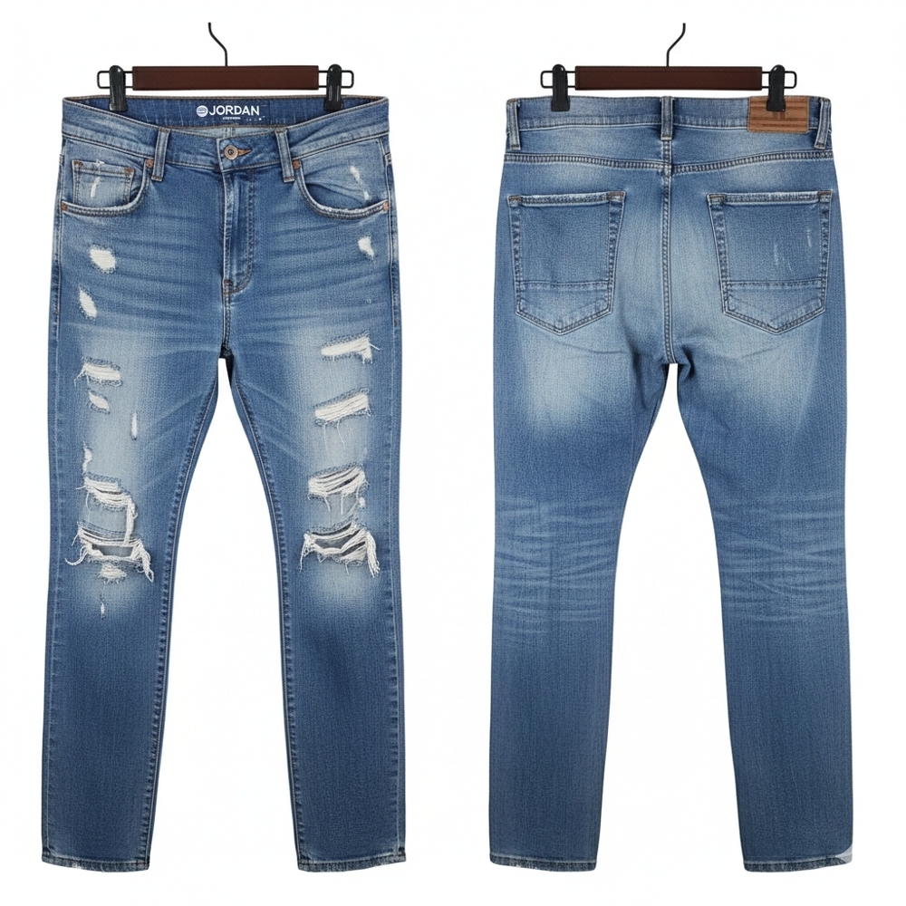 Jordan Men's Light Blue Ripped Skinny Jeans
